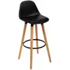 ATMOSPHERA Tabouret de bar confortable Assise Noire et Pieds en Bois H 92 cm