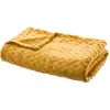 Plaid - ATMOSPHERA - Losange - Flanelle - Jaune ocre - 125x150 cm