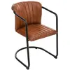 Fauteuil rétro en Cuir Cognac et structure en Métal Noir - Atmosphera