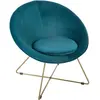 Atmosphera Fauteuil Evan Canard Piètement Doré Atmosphera - Bleu Canard