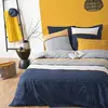 Atmosphera 3S. x Home Parure de lit imprimée rayures ethniques bleues 240X220