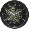 Atmosphera Pendule murale en métal noir mécanisme en mouvement  D 37 cm