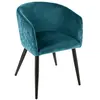 Atmosphera - Chaise fauteuil en velours bleu pétrole Marlo Bleu Canard