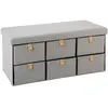ATMOSPHERA Pouf Pliant Double avec 6 Tiroirs coloris Gris Suède 76.5 x H 38 cm