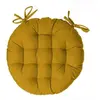Atmosphera - Galette de chaise ronde en coton jaune moutarde D38 cm