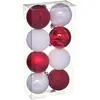 Déco de sapin Lot de 8 Boules de Noël D 7 cm - Blanc et Rouge