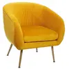 Atmosphera Fauteuil En Velours Ocre Plissé Et Pieds En Métal Doré