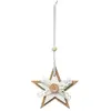 Déco de sapin Lot de 3 formes Coeur Etoile et Sapin en Bois Blanc et Jute