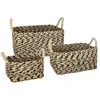 ATMOSPHERA Set de 3 Paniers de rangement rectangle en Osier Noir et Naturel