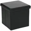 ATMOSPHERA 2 en 1 Pouf pliant et coffre de rangement Vinyle Noir 38 x H 37.5 cm