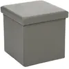 ATMOSPHERA 2 en 1 Pouf pliant et coffre de rangement Vinyle Gris 38 x H 37.5 cm