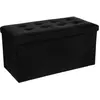 Atmosphera - Pouf Pliant Double Lysandre Noir Effet Velours
