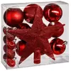 AC-Déco Déco de sapin de Noël Kit de 18 pièces Boules et Cimier - Rouge