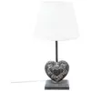 Lampe à poser - ATMOSPHERA - Coeur - Bois MDF - Abat-jour en lin - H 49 cm