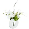 Composition d'orchidées blanches et jaunes - vase blanc - Atmosphera