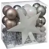 Lot de 44 pièces de décorations sapin noël - Thème Rose Gris Blanc