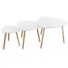 ATMOSPHERA Lot de 3 tables à café gigogne en Bois blanc et pieds bois naturel