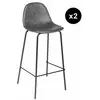 Atmosphera - Lot de 2 tabourets de Bar Vladi Gris Effet Cuir