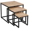 Atmosphera Lot De 3 Tables Gigognes En Bois D'acacia Et Métal Noir