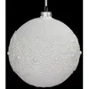 Feeric Lights & Christmas Boule de Noël en Verre "Dentelle Perle" 10cm Blanc