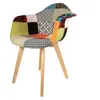 THE HOME DECO FACTORY Lot de 2 chaises scandinaves avec accoudoir patchwork coloré FJORD