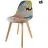 THE HOME DECO FACTORY Chaise scandinave - Patchwork - Multicolore - Bois - Tissu