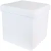The Home Deco Factory - Pouf coffre pliable PU assise capitonnée blanc
