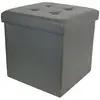 The Home Deco Factory - Pouf coffre pliable PU assise capitonnée gris