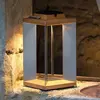 Les Jardins Lanterne solaire à LED Teckinox, teck/acier, 45,5cm
