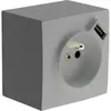 NO NAME Prise 2 P+T 16A Silver avec prise USB (2,4A*)