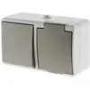 Nano2 Mixte Va-et-Vient NANO² avec Prise 2P+T Horizontale Mini IP54 Gris Clair