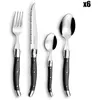 Lou Laguiole Ensemble de coutellerie 24 pcs Tradition Anthracite