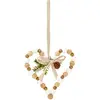 Sia Deco Suspension de noël décorative coeurs en bois marron vert et beige H14