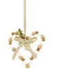 Sia Deco Suspension de noël décorative coeurs en bois marron vert et beige H11