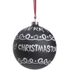 Sia Deco Boule de noël à écritures merry xmas en verre noir et blanc D10