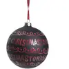 Sia Deco Boule de noël à écritures merry xmas en verre noir et rouge D10