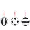 Sia Deco Set de 3 boules décoratives de noël à motif en verre noir et blanc D8