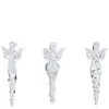 Sia Deco Set de 3 suspensions de noël fées en verre transparent et argenté H15