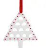 Sia Deco Suspension décorative sapin de noël en grès blanc et rouge H9