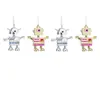 Sia Deco Set de 4 suspensions de noël robots en résine dorés et argentés H8