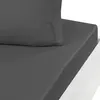 Sensei Drap housse uni en satin de coton Anthracite 140x190 cm
