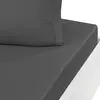 Drap housse uni en satin de coton Anthracite 90x190 cm