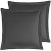 Sensei 2 taies d'oreiller rayées en satin de coton Anthracite 65x65 cm