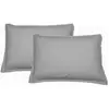 Sensei Lot de 2 taies d'oreiller en flanelle de coton Gris Perle 50x70 cm