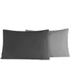 Sensei Maison 2 taies d'oreiller bicolores en percale Anthracite/Gris 50x70 cm