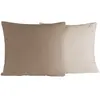 Sensei Maison Lot de 2 taies d'oreiller bicolores en percal taupe/ficelle 65x65 cm