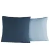 Sensei Maison 2 taies d'oreiller bicolores en percale Indigo/Nuage 65x65 cm