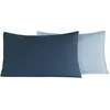 Sensei Maison 2 taies d'oreiller bicolores en percale Indigo/Nuage 50x70 cm