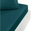 Drap housse en percale bonnet 40cm Petrol 160x200 cm