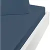 Sensei Maison Drap housse en percale lavée bonnet 30 cm  indigo 160x200 cm